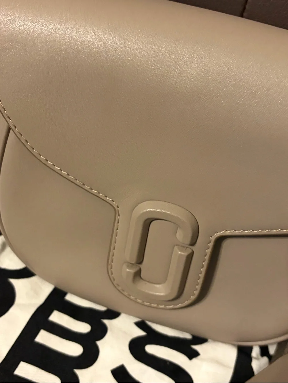 Marc Jacobs Taupe Crossbody Bag with Branded Strap